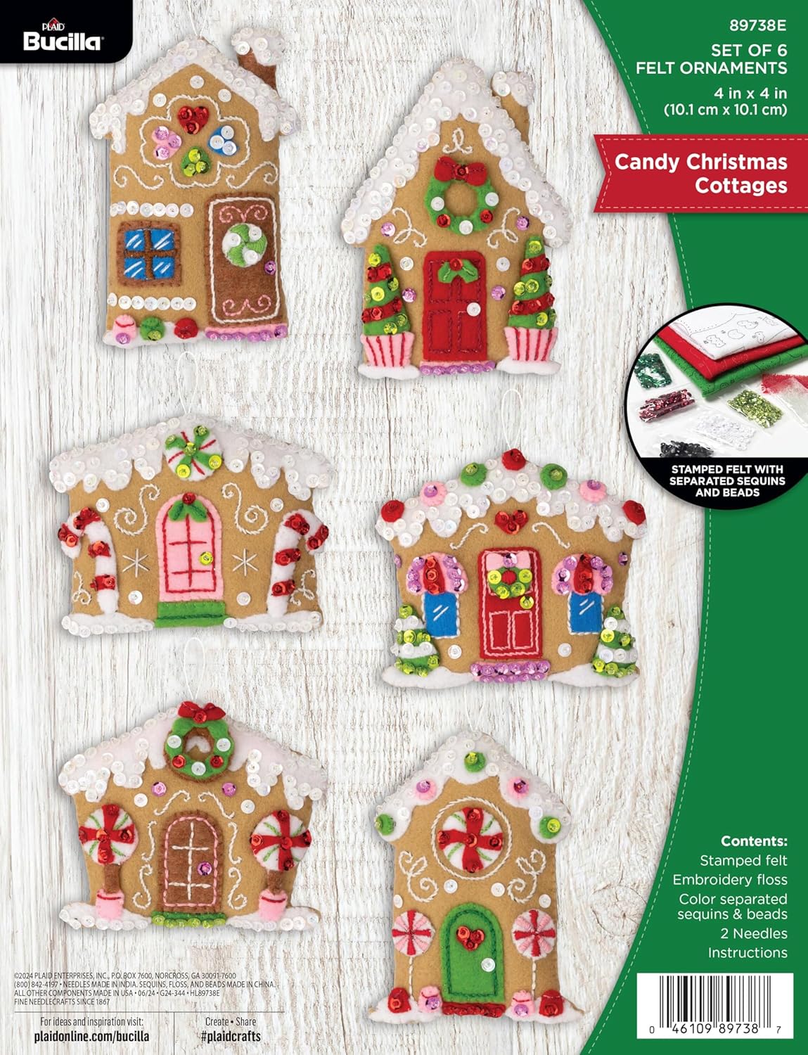 Candy Christmas Cottages Ornaments